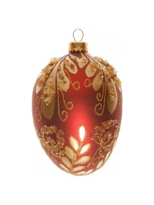 Stakleno jaje Faberge-ručno oslikano-ukrašeno sa prirodnim jantarom