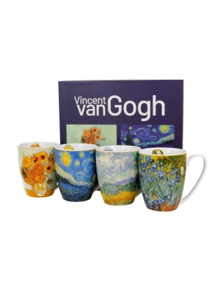 Komplet 4lončkov iz porcelana z dekorjem Van Gogh