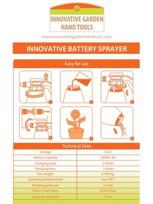 Battery sprayer NEXT 3000 with 30 cm hose