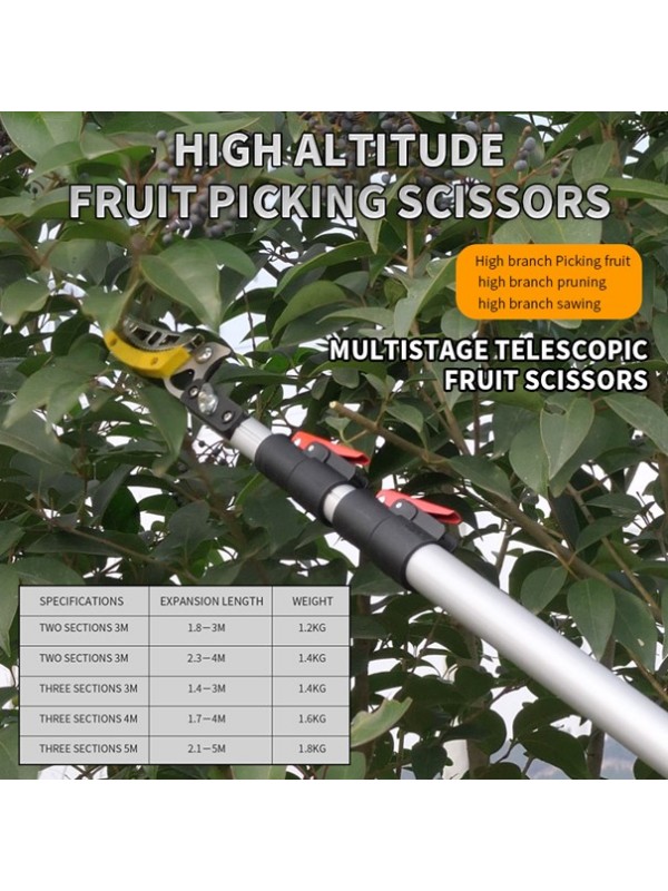 Teleskopske  vrtne škarje za  višje obrezovanje vej-+DARILO Vrtne rokavice z kremplji