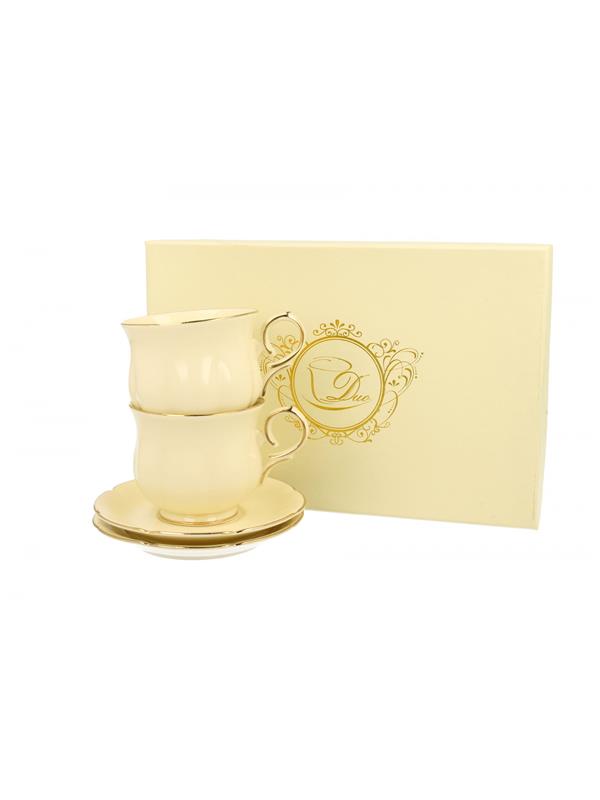 Komplet 2 skodelic espressa s krožnikom