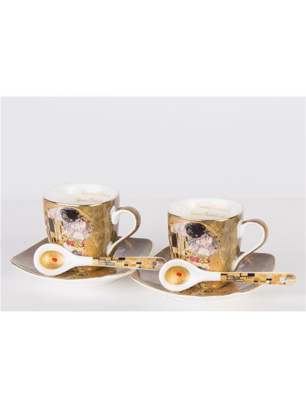 Porcelan-komplet za espesso-dekor Klimt Poljub