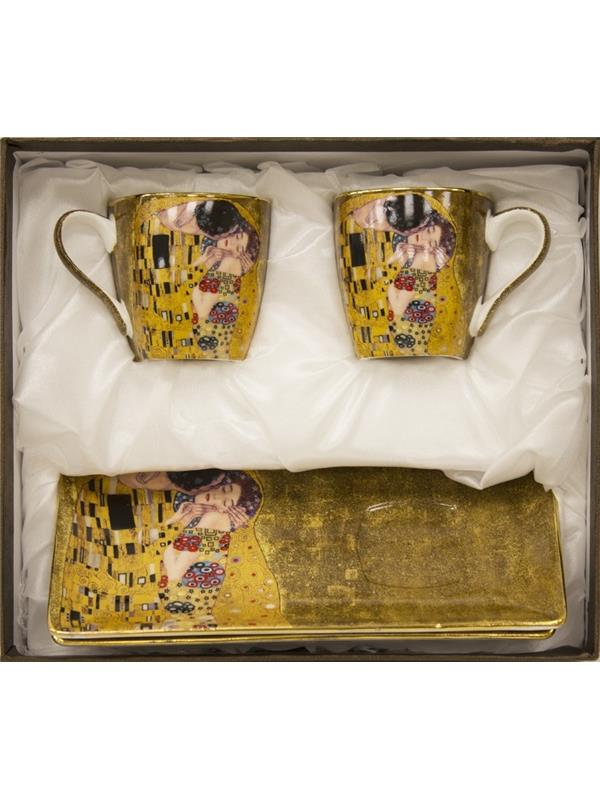 Komplet za espresso v dekorju Gustava Klimta in motivom Poljub
