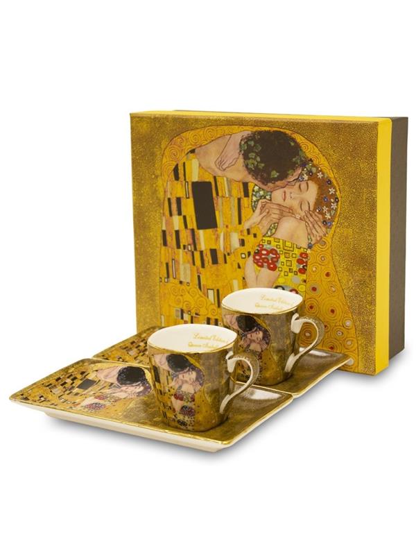Komplet za espresso v dekorju Gustava Klimta in motivom Poljub