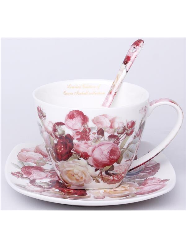 Kpl. Dwóch Filiżanek Z Podstawkami I Łyżeczkami