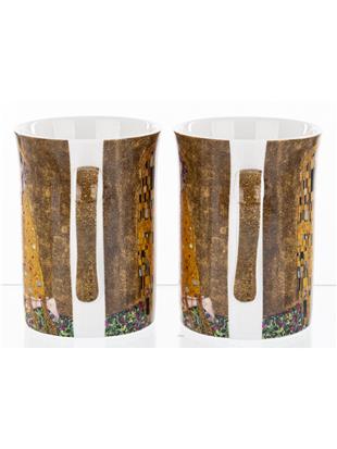 Komplet 2 lončkov z dekorjem Gustav Klimt Poljub