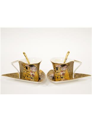 Komplet za kavo-dekor Klimt Poljub