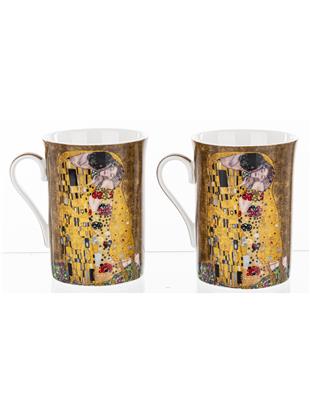 Komplet 2 lončkov z dekorjem Gustav Klimt Poljub