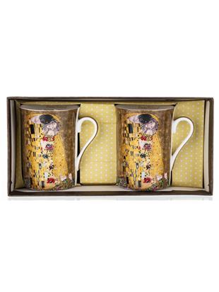 Komplet 2 lončkov z dekorjem Gustav Klimt Poljub