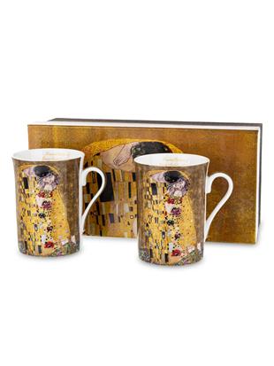 Komplet 2 lončkov z dekorjem Gustav Klimt Poljub