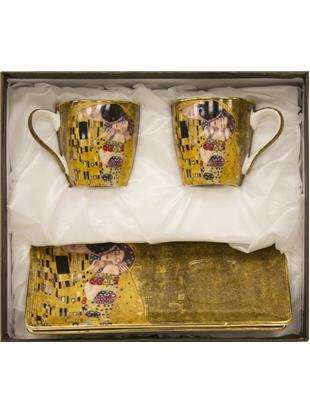 Komplet za espresso v dekorju Gustava Klimta in motivom Poljub