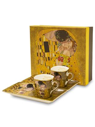 Komplet za espresso v dekorju Gustava Klimta in motivom Poljub