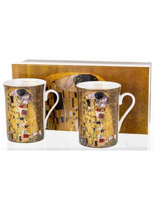 Komplet 2 lončkov z dekorjem Gustav Klimt Poljub