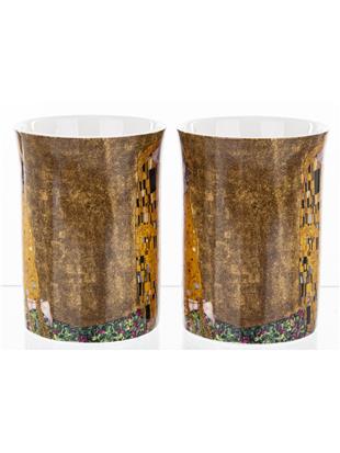 Komplet 2 lončkov z dekorjem Gustav Klimt Poljub