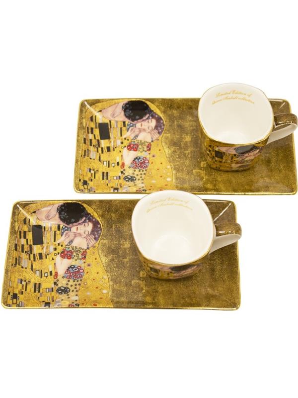 Komplet za espresso v dekorju Gustava Klimta in motivom Poljub