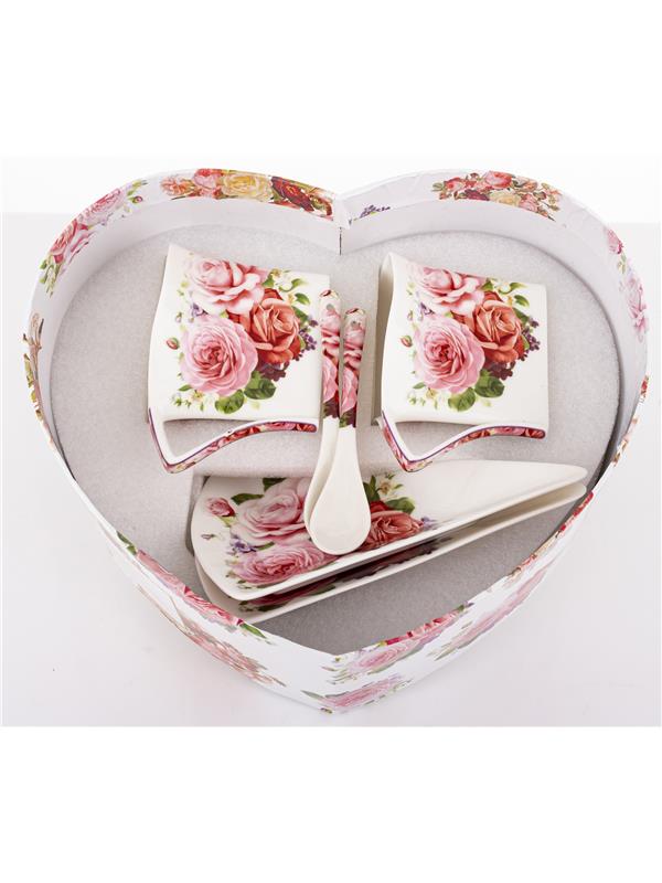 Kpl.dwóch Filiżanek Z Podstawkami I Łyżeczkami