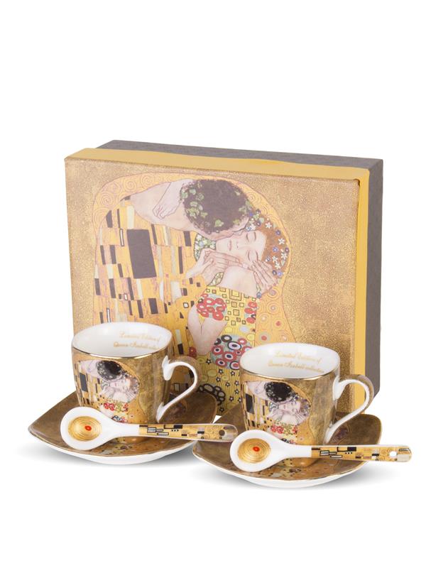 Porcelan-komplet za espesso-dekor Klimt Poljub