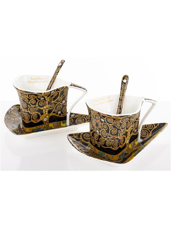 Kpl. Dwóch Filiżanek Z Podstawkami I Łyżeczkami