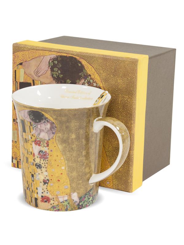 Lonček iz porcelana z dekorjem Klimt Poljub