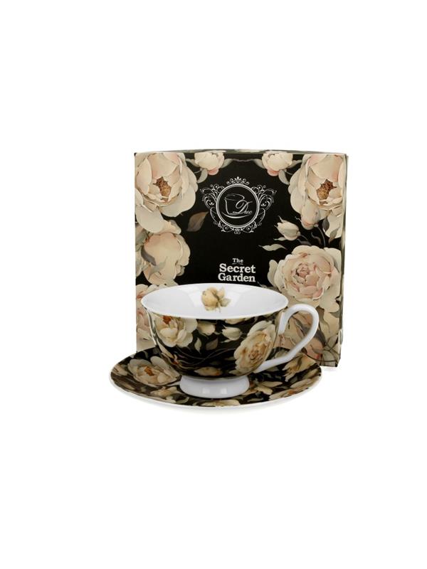 Pl Filiżanka Royal Ze Spodkiem English Roses Black