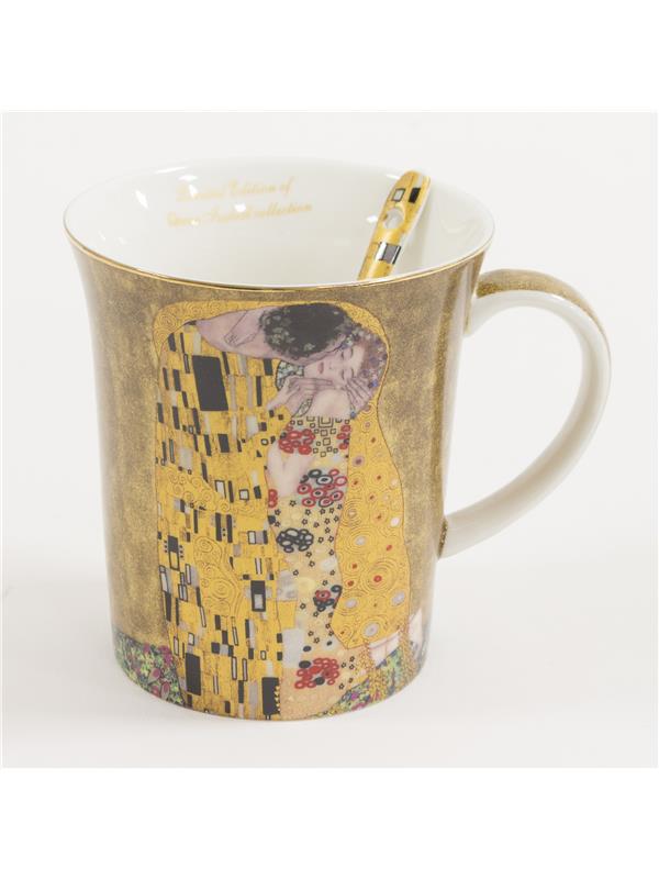 Lonček iz porcelana z dekorjem Klimt Poljub