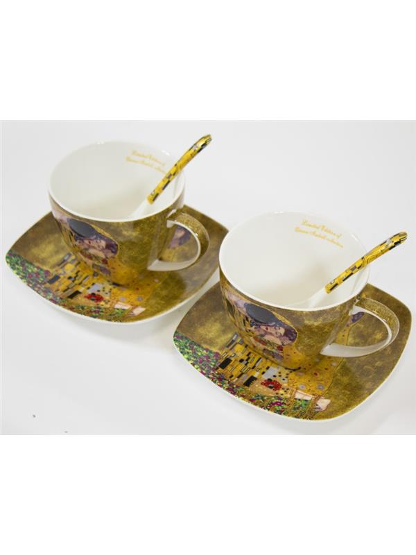 Šalice set za kavu. motiv Poljubac Klimt