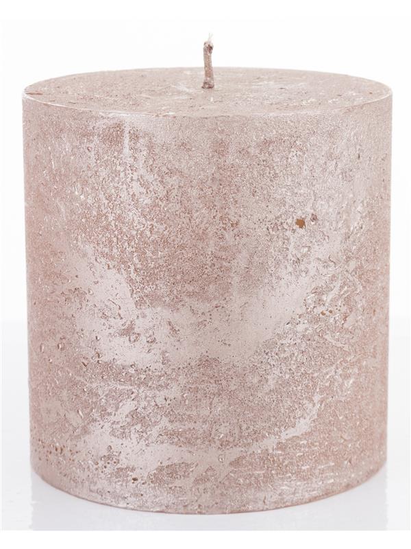 Pl Rose Gold Rustic Metalic Świeca Walec Mały Fi9