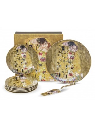 Porcelan-komplet za pecivo-dekor Klimt Poljub