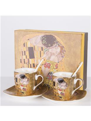 Porcelan-komplet za espesso-dekor Klimt Poljub