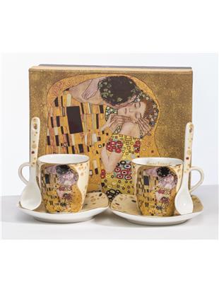 Porcelan-komplet za espesso-dekor Klimt Poljub