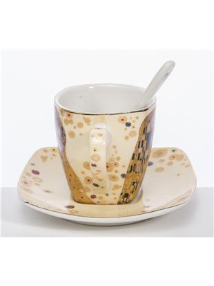 Porcelan-komplet za espesso-dekor Klimt Poljub