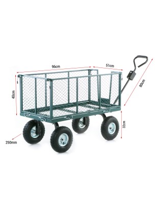 Garden trolley with mesh fence and tarpaulin 450