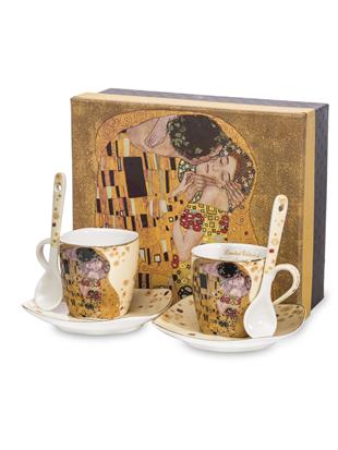 Porcelan-komplet za espesso-dekor Klimt Poljub