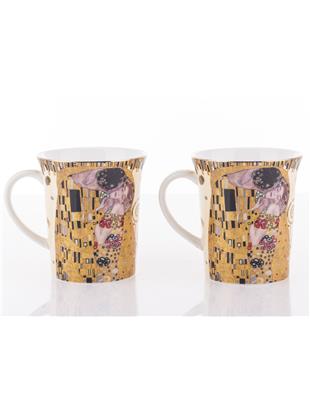Komplet dveh lončkov 350 ml-dekor Klimt Poljub