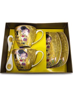 Komplet za kavo iz porcelana z dekorjem Klimt Poljub