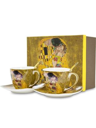 Komplet za kavo iz porcelana z dekorjem Klimt Poljub