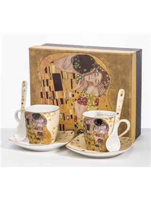 Porcelan-komplet za espesso-dekor Klimt Poljub