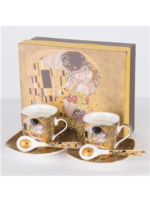 Porcelan-komplet za espesso-dekor Klimt Poljub