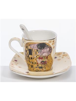 Porcelan-komplet za espesso-dekor Klimt Poljub