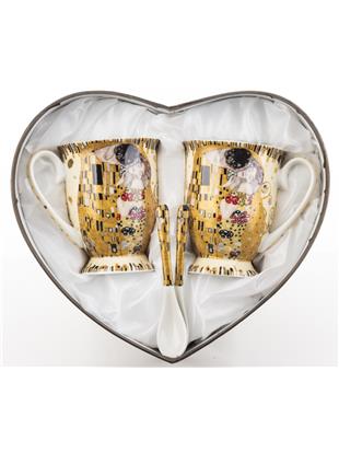 Komplet dveh lončkov 300 ml-dekor Klimt Poljub