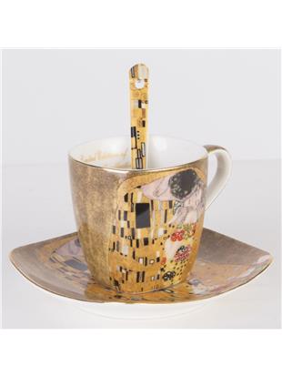 Porcelan-komplet za espesso-dekor Klimt Poljub