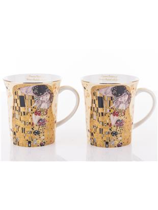 Komplet dveh lončkov 350 ml-dekor Klimt Poljub