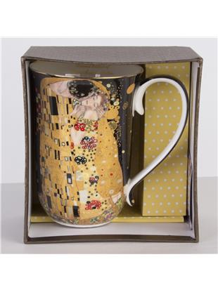 Lonček iz porcelana z dekorjem Klimt Poljub