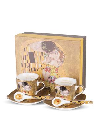 Porcelan-komplet za espesso-dekor Klimt Poljub