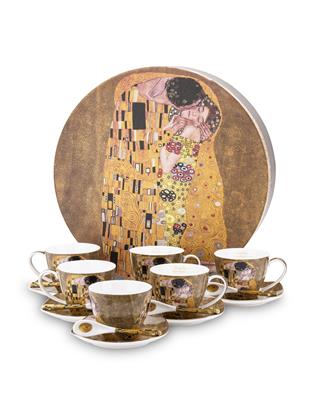 Porcelan-18 delni komplet za kavo-dekor Klimt Poljub