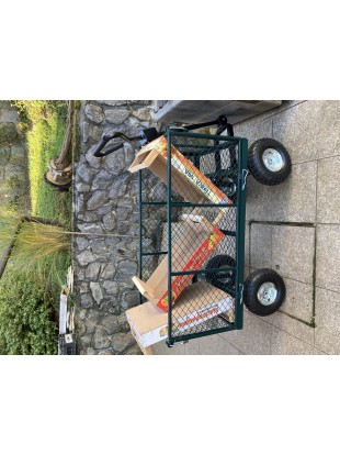 Carrello da giardino con cesto in rete metallica e telone