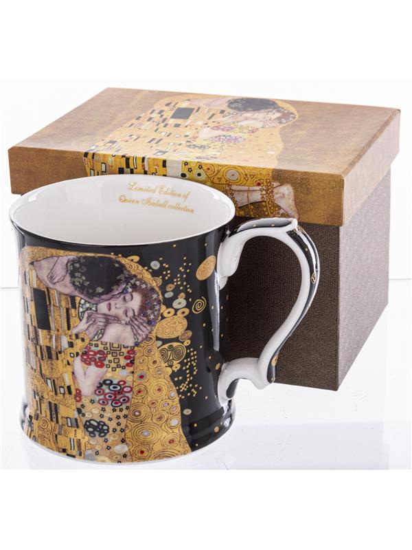 Lonček iz porcelana z dekorjem Klimt Poljub