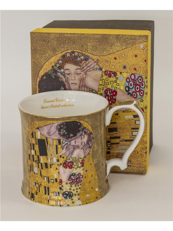 Lonček iz porcelana z dekorjem Klimt Poljub