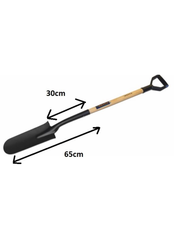 Special garden shovel for digging narrow and deep ditches